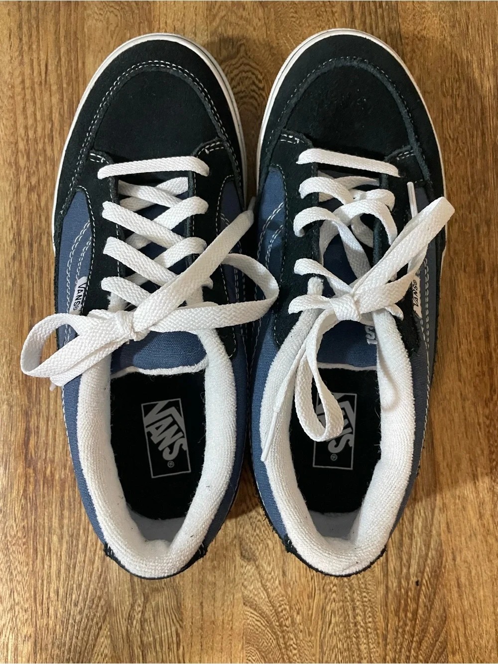 Vans Bearcat Low Top Lace-Up Sneakers in Black & Navy Blue